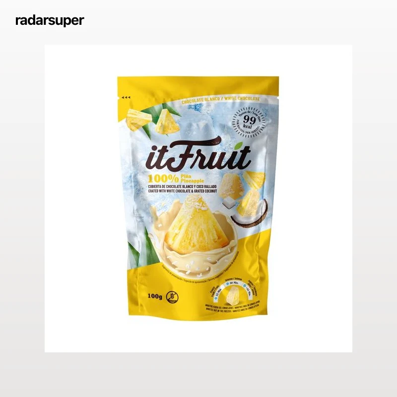 IT FRUIT Piña cubierta de chocolate con blanco y coco rallado 100 g.