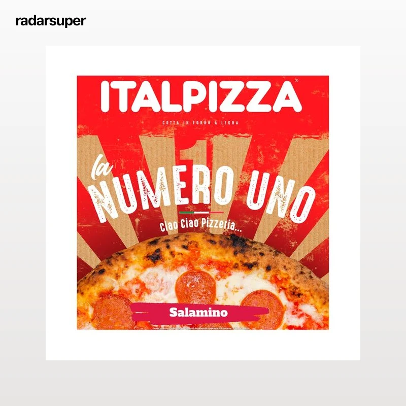 ITALPIZZA Pizza congelada, cocida en horno de piedra de salami y pepperoni 410 g.