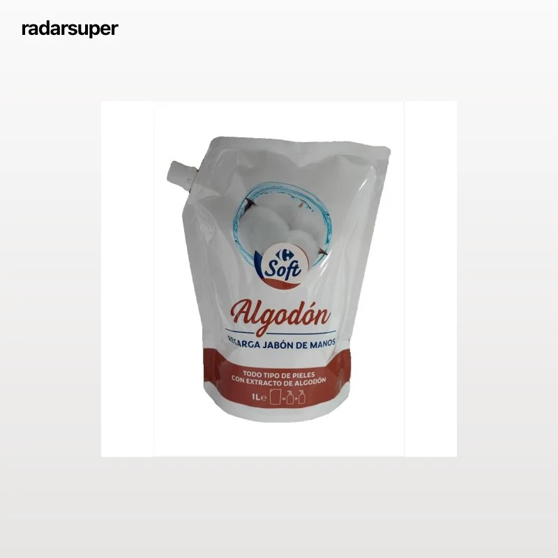 Jabón de manos algodón recarga Soft Carrefour 1 l.