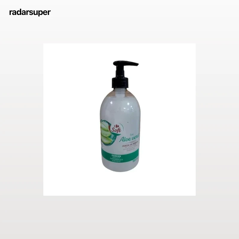 Jabón de manos aloe vera Soft Carrefour 500 ml.