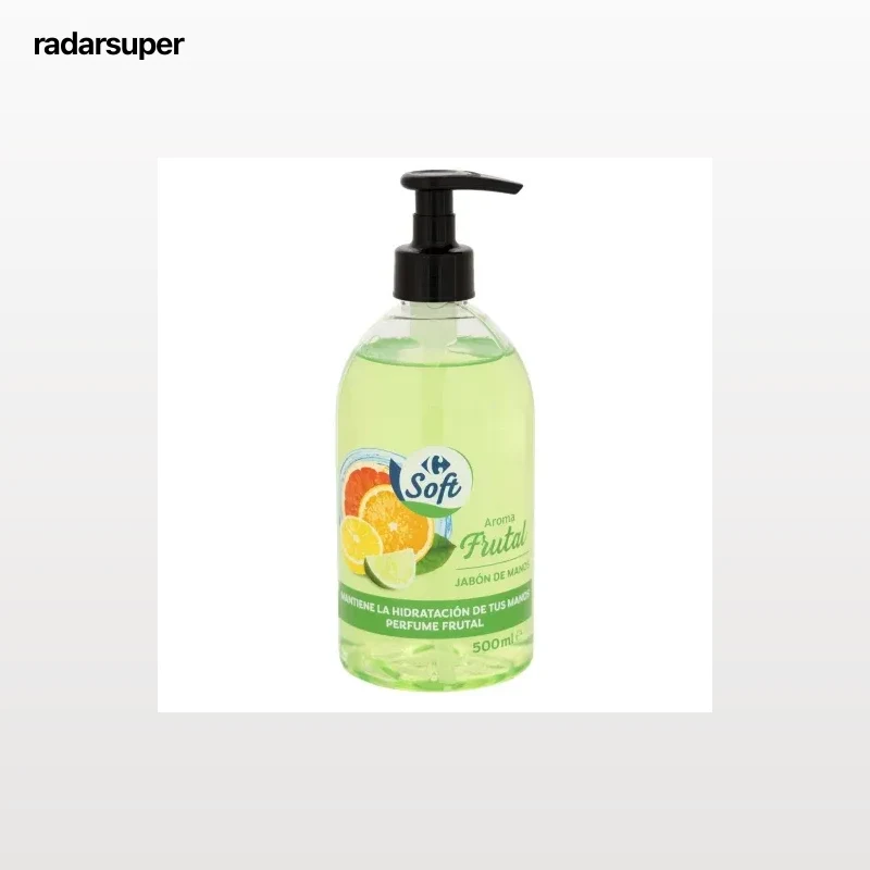 Jabón de manos aroma frutal Soft Carrefour 500 ml.