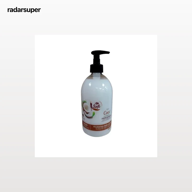 Jabón de manos coco Soft Carrefour 500 ml.