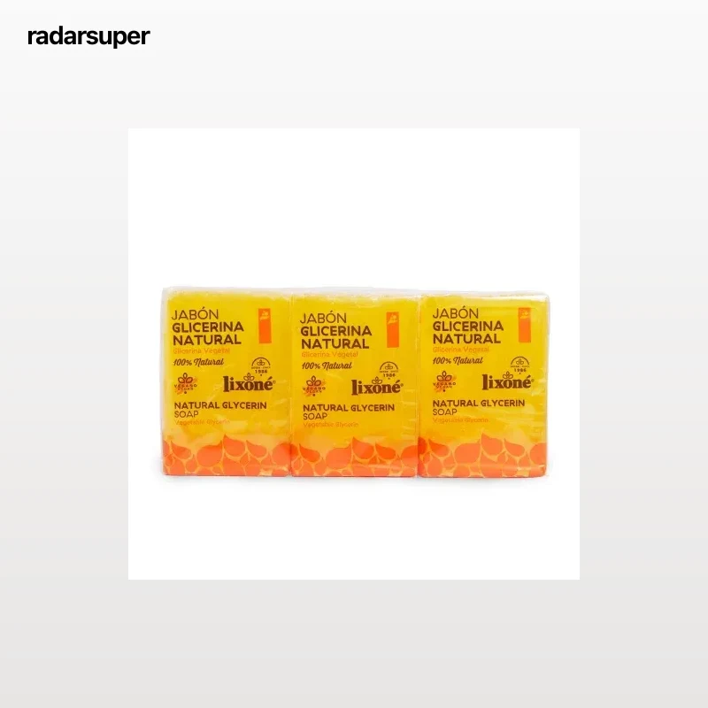 Jabón de manos en pastilla glicerina natural Lixoné pack de 3 unidades de 125 g.