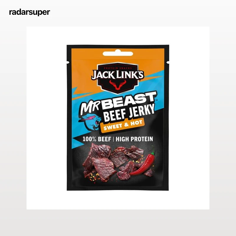 JACK LINK´S Mr beast Tiras de carne 100% de vacuno seca, sabor dulce y picante 25 g.