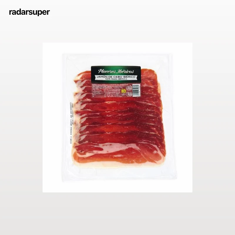 Jamón cebo ibérico 50% raza ibérica Placeres Ibericos sin gluten y sin lactosa 100 g.