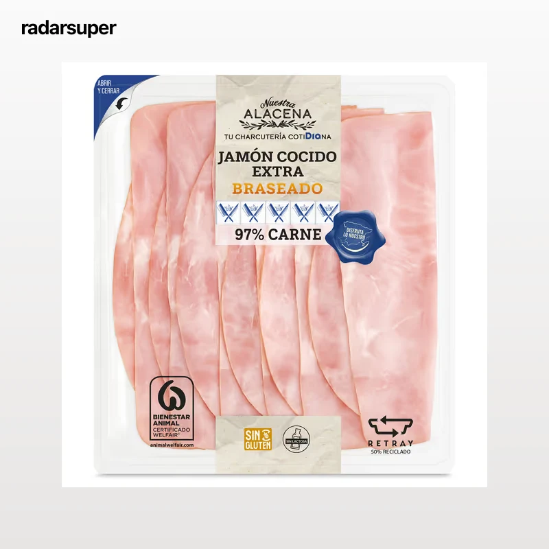 Jamón cocido braseado 97% Dia Nuestra Alacena 150 g