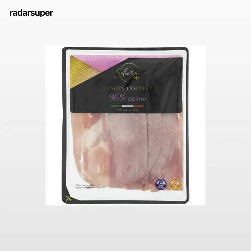Jamón cocido Carrefour Selection sin gluten y sin lactosa 150 g.