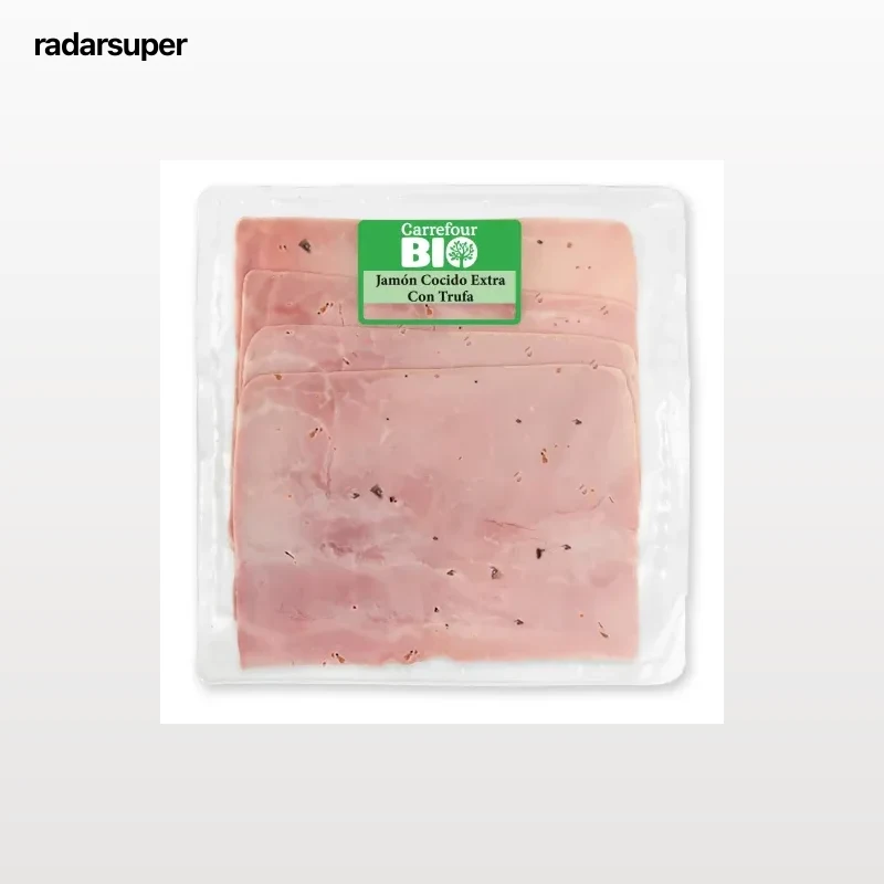 Jamón cocido extra con trufa en lonchas Carrefour Bio sin gluten y sin lactosa 100 g