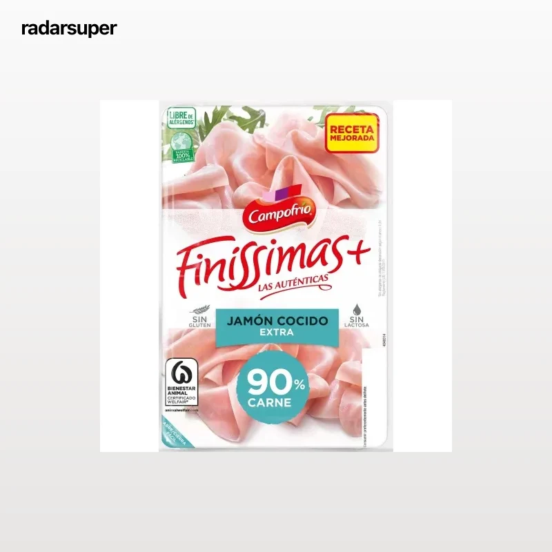 Jamón cocido extra en lonchas Campofrío Finíssimas sin gluten y sin lactosa 115 g