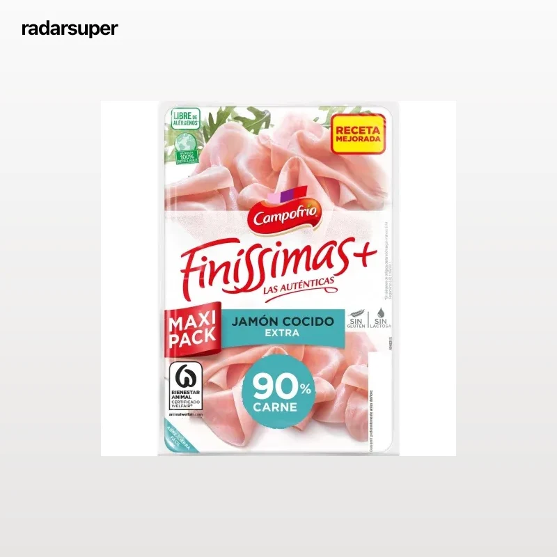Jamón cocido extra en lonchas Campofrío Finíssimas sin gluten y sin lactosa 170 g