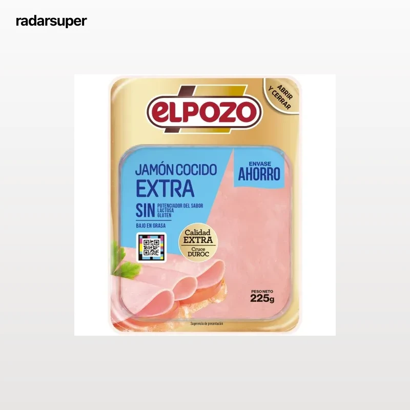 Jamón cocido extra en lonchas ElPozo sin gluten y sin lactosa 225 g