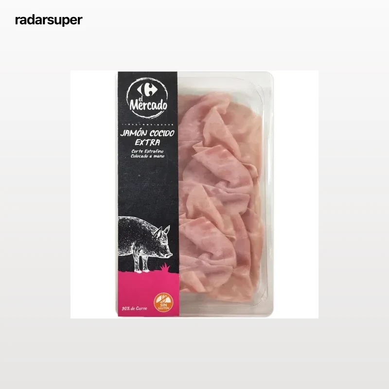 Jamón cocido extra en lonchas extrafinas Carrefour El Mercado sin gluten 100 g
