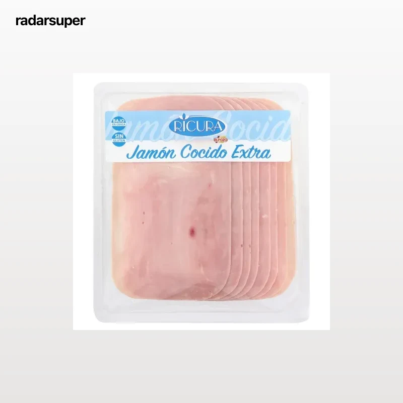 Jamón cocido extra loncheado Ricura El Pozo sin gluten 300 g