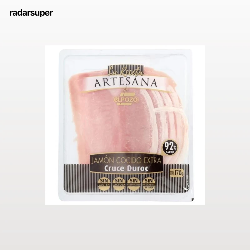 Jamón cocido extra Receta Artesana El Pozo sin gluten y sin lactosa 170 g
