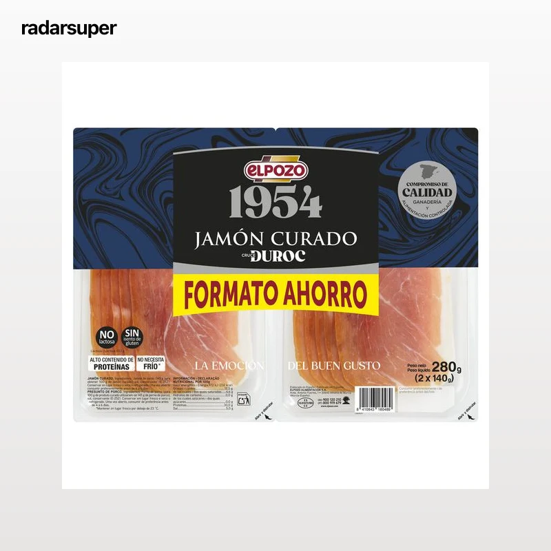 Jamón curado corte medias lonchas ElPozo 1954 2x140g