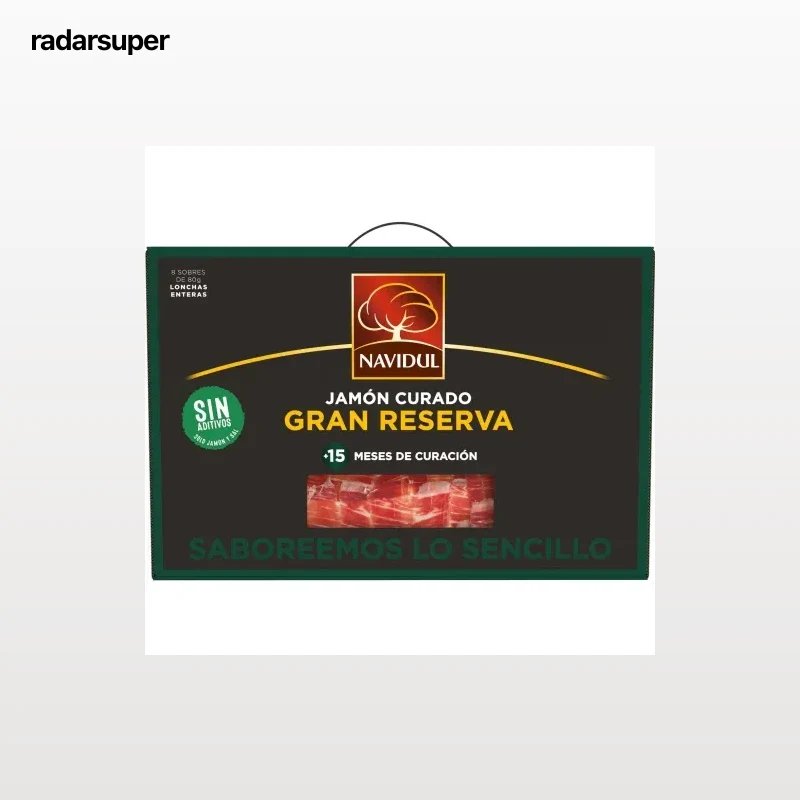 Jamón curado gran reserva Navidul maletín de 8 sobres de 80 g