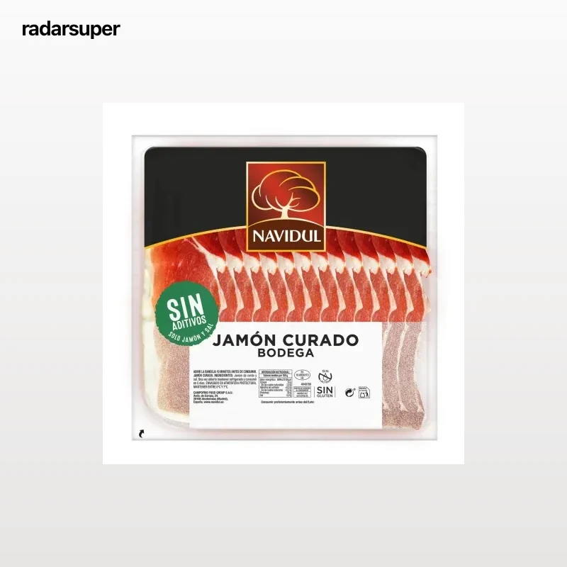 Jamón curado Navidul sin gluten y sin lactosa 180 g.