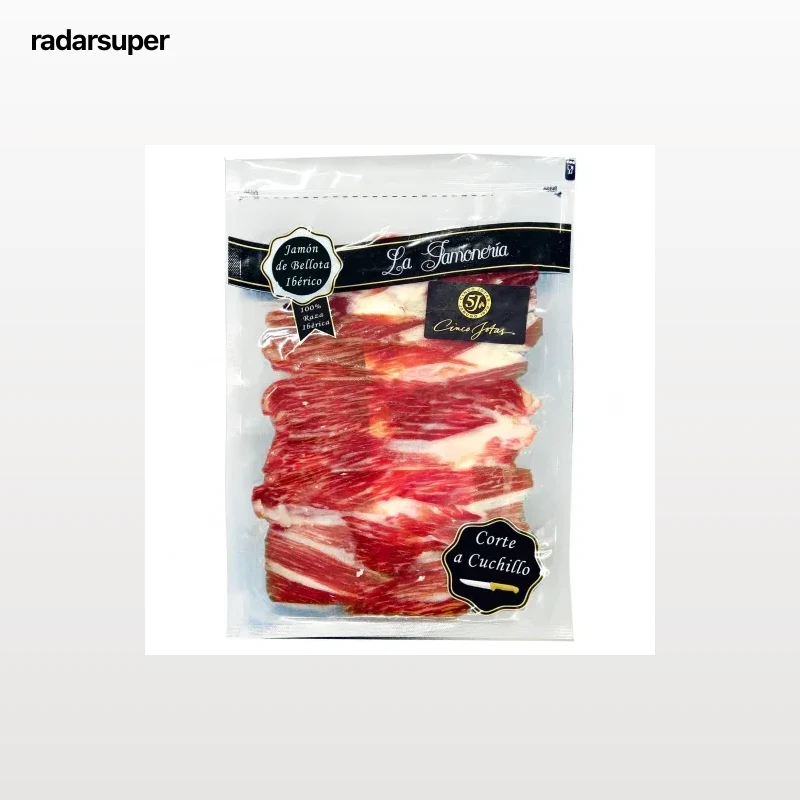 Jamón de Bellota Ibérico 100% Raza Ibérica en lonchas corte a cuchillo 5 Jotas 80 g