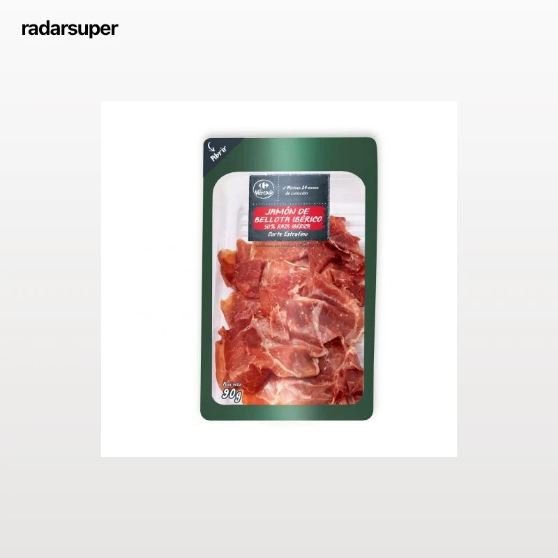 Jamón de Bellota Ibérico 50% Raza Ibérica en lonchas Carrefour El Mercado 90 g