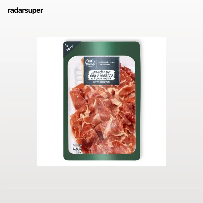 Jamón de Cebo Ibérico 50% Raza Ibérica en lonchas Carrefour El Mercado 90 g
