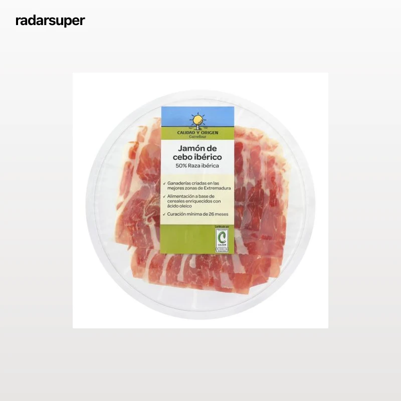 Jamón de Cebo Ibérico 50% Raza Ibérica en lonchas Círculo de Calidad 80 g