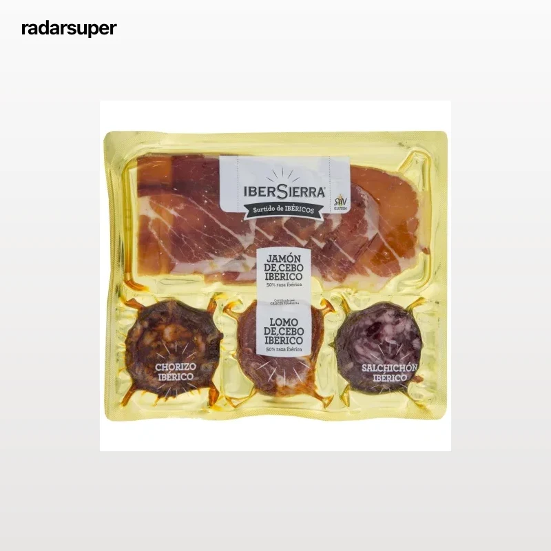 Jamón de Cebo Ibérico 50% Raza Ibérica en lonchas IberSierra sin gluten + Surtido Ibéricos 150 g