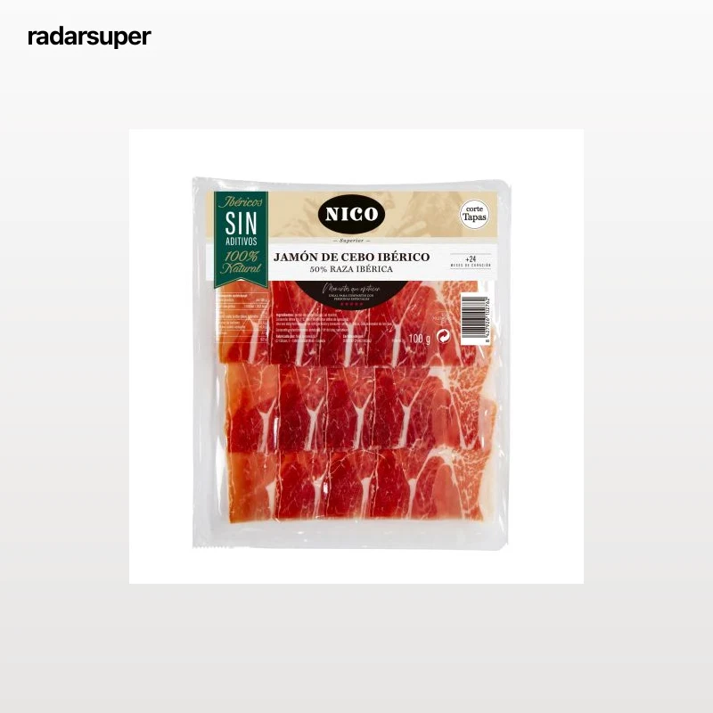 Jamón de Cebo Ibérico 50% Raza Ibérica en lonchas Nico 100 g