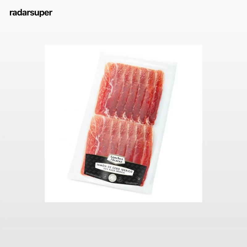 Jamón de Cebo Ibérico 50% Raza Ibérica en lonchas Sánchez Alcaraz sin gluten y sin lactosa 200 g