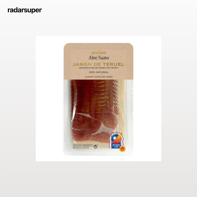 Jamón de Teruel en medias lonchas Airesano 8 Estaciones sin gluten y sin lactosa 120 g.