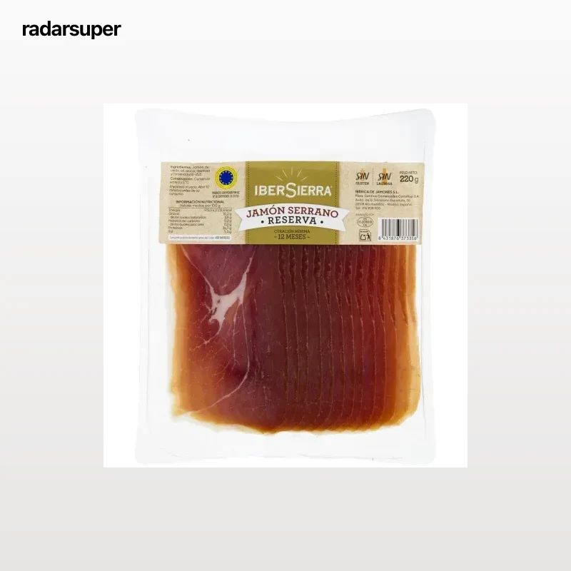 Jamón serrano IberSierra sin gluten y sin lactosa 220 g.