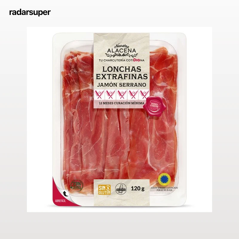 Jamón serrano lonchas extrafinas Dia Nuestra Alacena 120 g