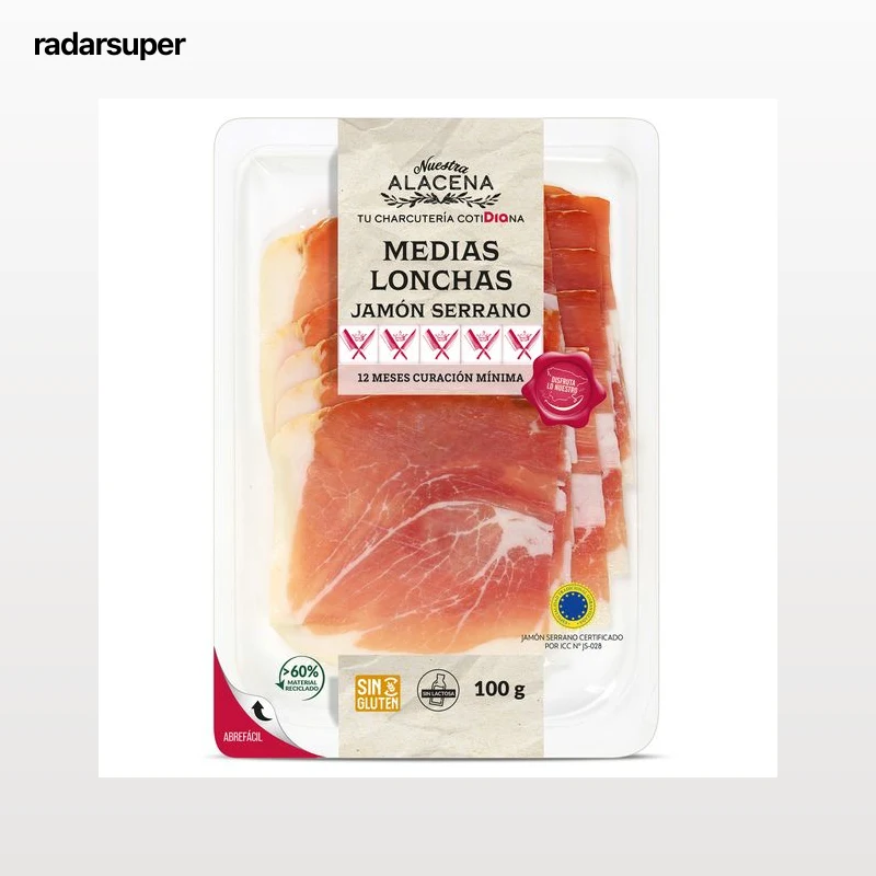Jamón serrano medias lonchas Dia Nuestra Alacena 100 g