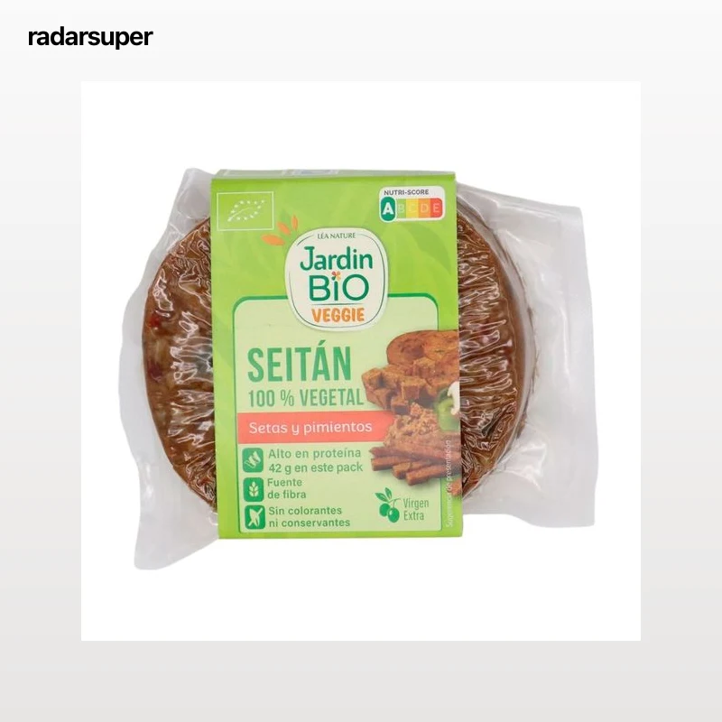 JARDIN BIO Veggie Seitán ecológico 100% vegetal, con setas y pimientos 250 g.