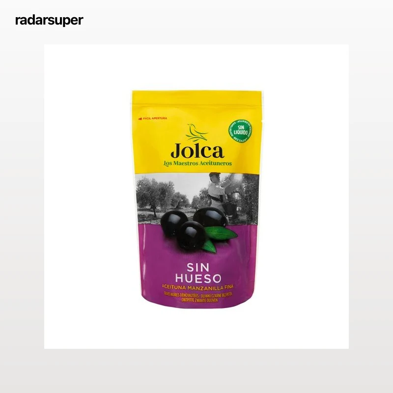 JOLCA Aceituna negra manzanilla sin hueso , 75 g.