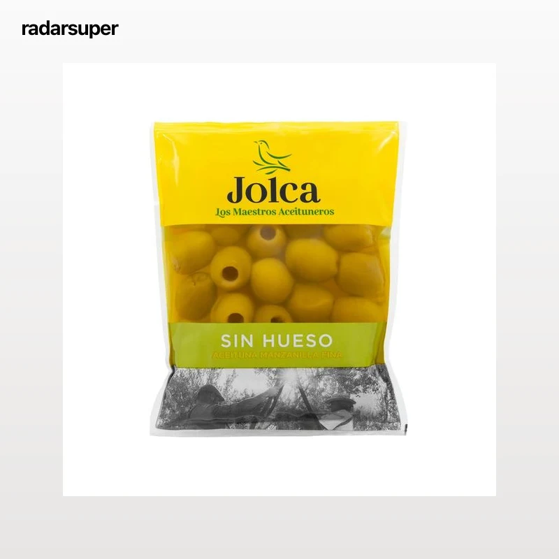 JOLCA Aceitunas verdes manzanilla fina sin hueso bolsa de 75 g.