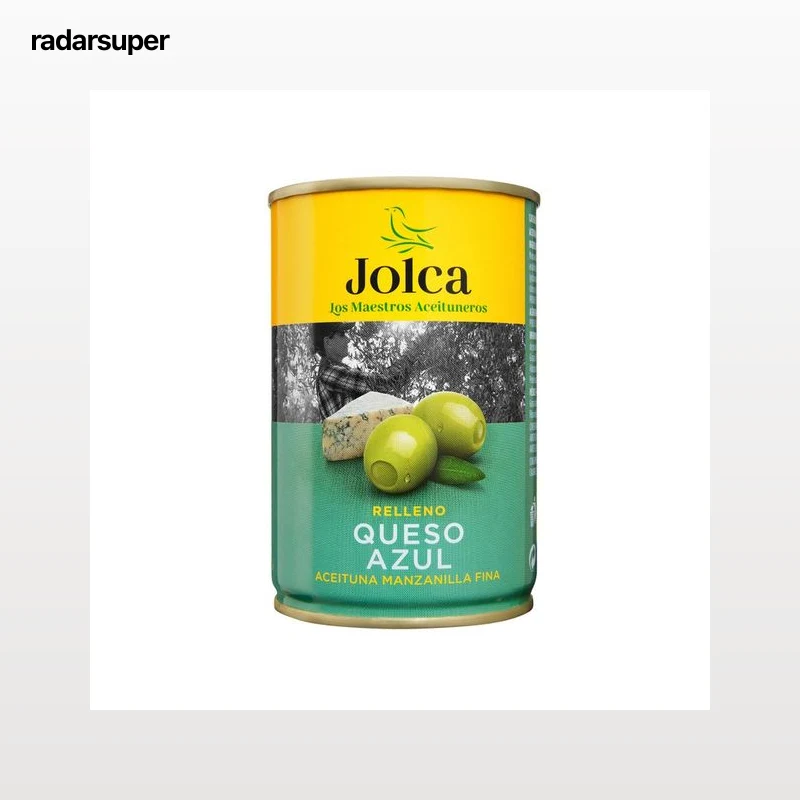 JOLCA Aceitunas verdes manzanilla rellenas de queso azul lata de 130 g.
