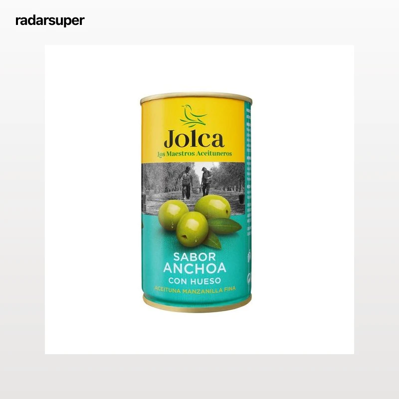 JOLCA Aceitunas verdes manzanilla con sabor a anchoa con hueso 185 g.