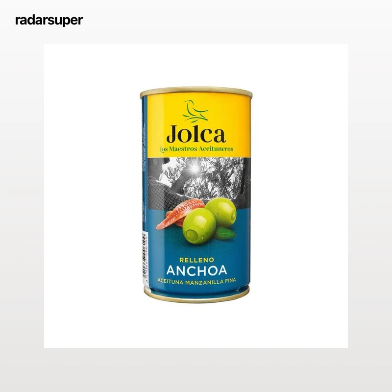 JOLCA Aceitunas verdes tipo manzanilla fina, rellenas de anchoa 150 g.