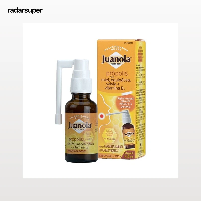 JUANOLA Pulverizador bucal para la garganta, faringe y cuerdas vocales con sabor miel-limón JUANOLA 30 ml.