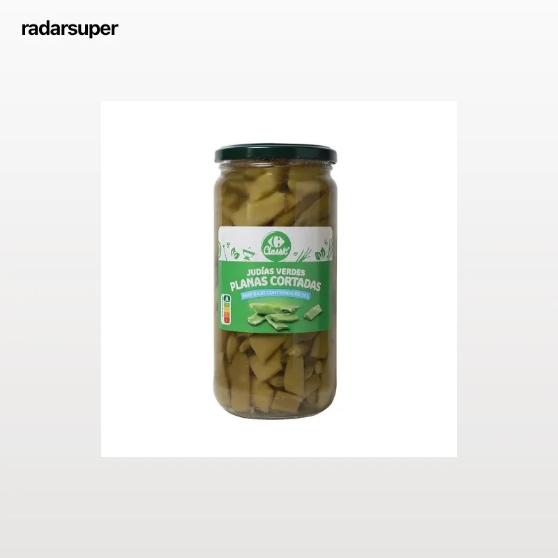 Judías verdes planas contenido bajo de sal Carrefour 360 g.