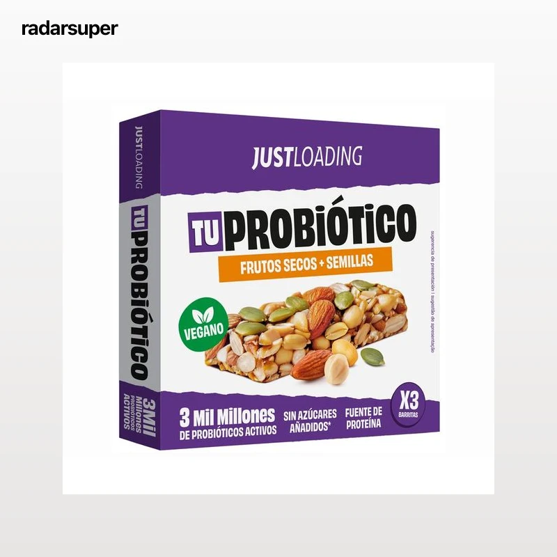 JUSTLOADING Barrita de frutos secos con probióticos 3x30 gr.