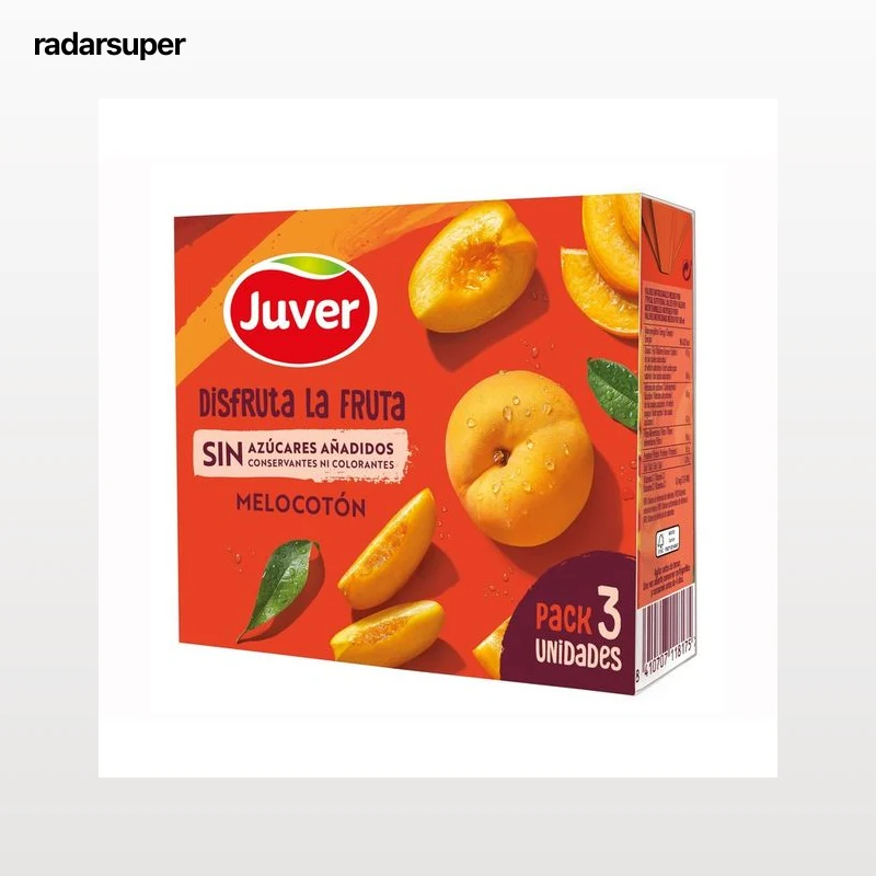 JUVER Disfruta Néctar de melocotón, sin azúcares añadidos pack 3 uds x 20 cl.