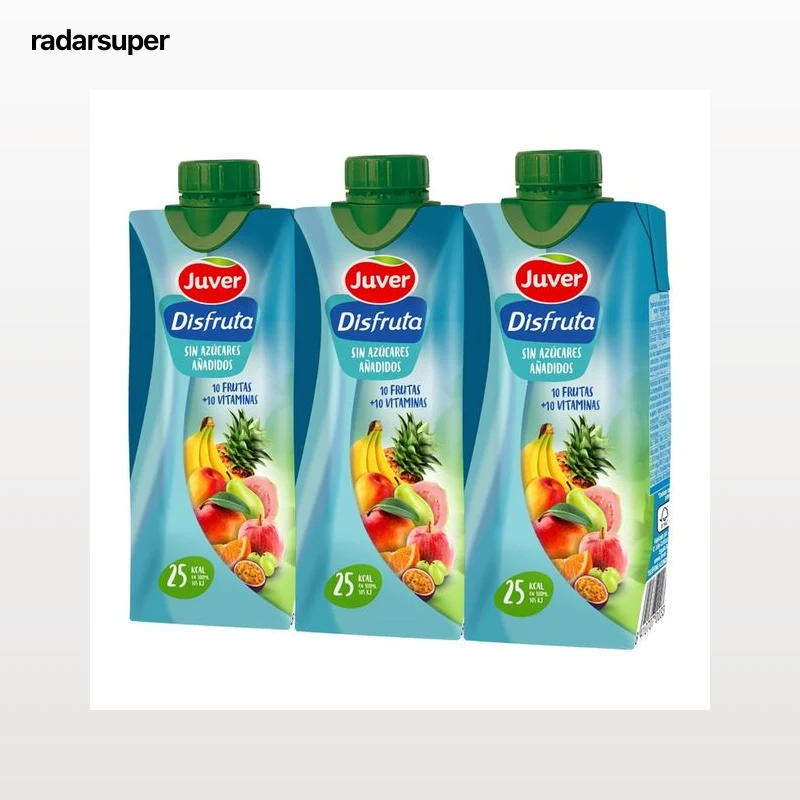 JUVER Néctar de frutas variadas, sin azúcares añadidos pack 3 uds x 33 cl.