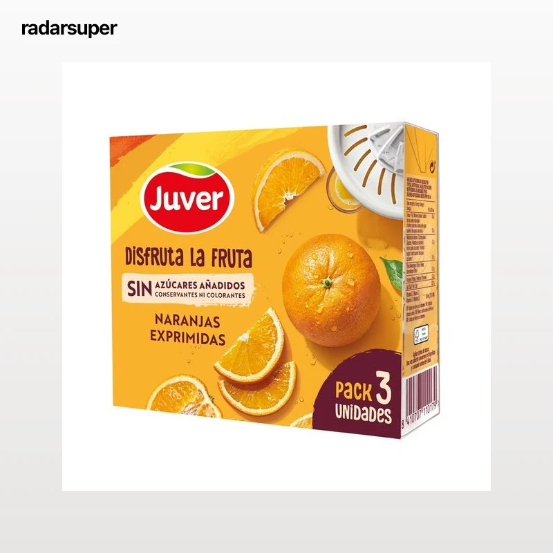 JUVER Néctar de naranja, sin azúcares añadidos pack 3 uds x 20 cl.