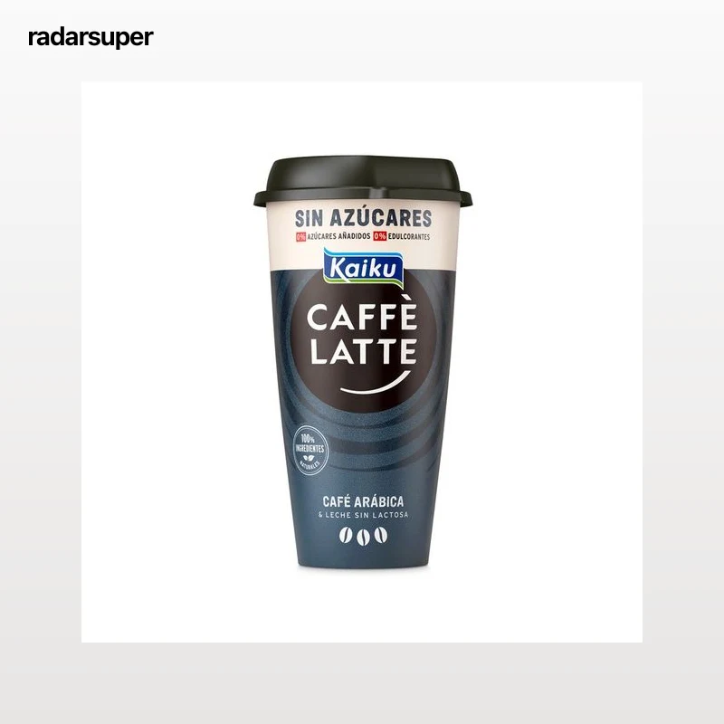 KAIKU Bebida de café Arábica de la India, con leche fresca y sin edulcorantes Caffé latté 230 ml.