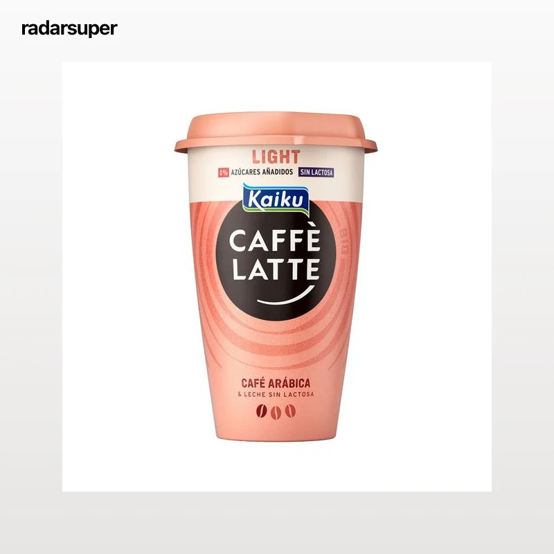 KAIKU Bebida ligera de café arábica de Brásil con un toque de leche y sin lactosa Caffe latte 370 ml.