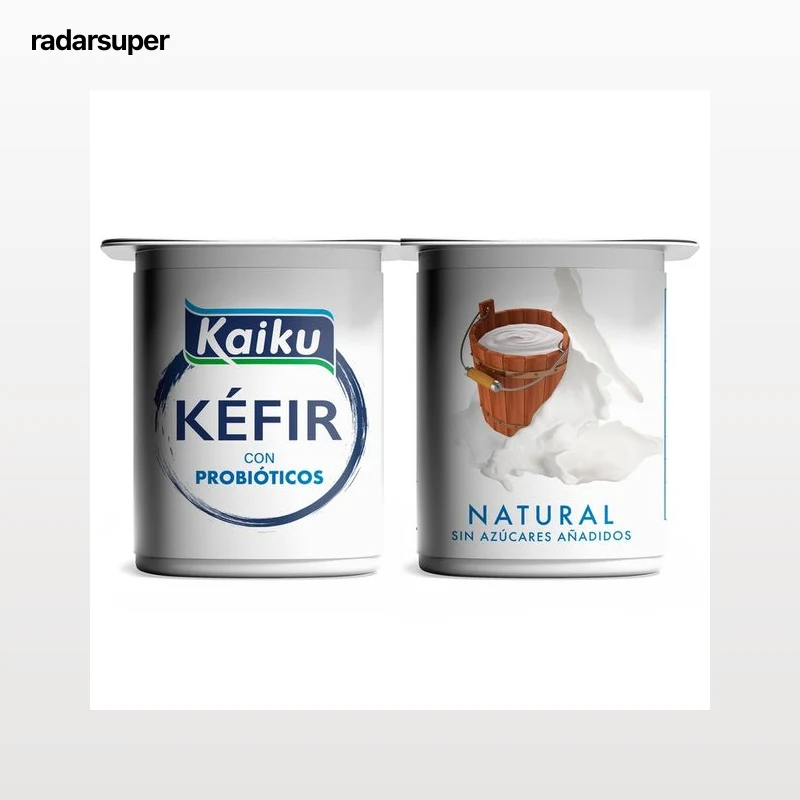 KAIKU Kéfir natural con probióticos, sin azúcares añadidos 4 x 125 g.