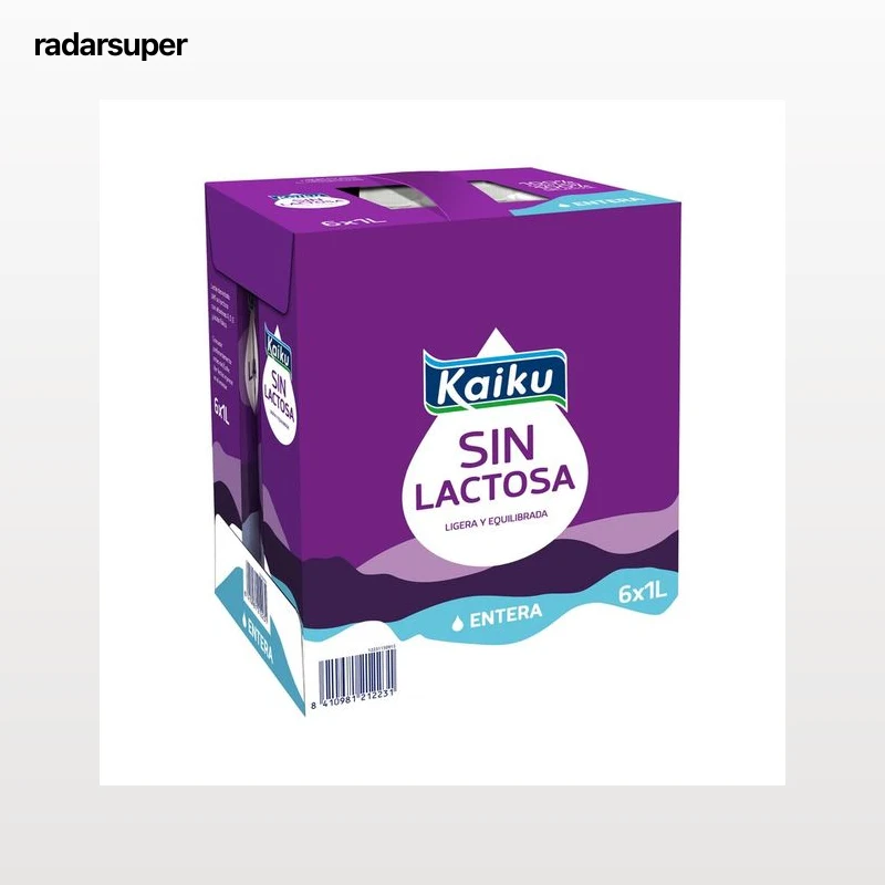 KAIKU Leche entera de vaca, sin lactosa  6 x 1l.