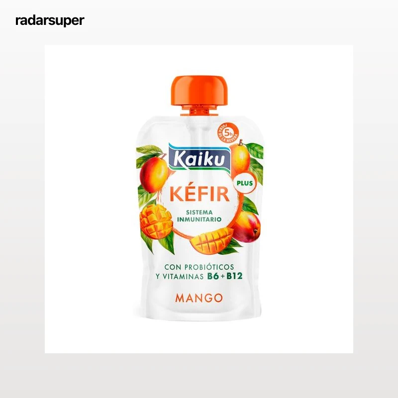 KAIKU Plus Bolsita (pouch) de kéfir con mango, probióticos y vitaminas B6 + B12 110 g.