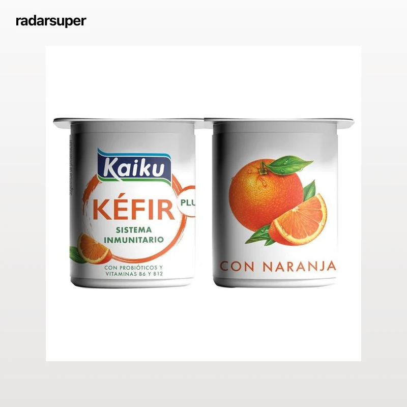 KAIKU Plus Kéfir con naranja, probióticos y vitaminas B6 y B12 4 x 125 g.
